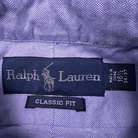 Ralph Lauren Classic Fit Oxford Button Down Shirt Mens 16 1/2 32/33 Blue - Picture 3 of 11